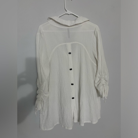 IC By Connie K Blouse Top Gauze Button Down Flowy Hippie Boho White Size S M - Picture 8 of 11